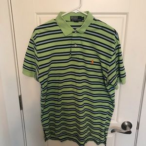 Size M Men’s Green/Blue Stripe Polo Ralph Lauren